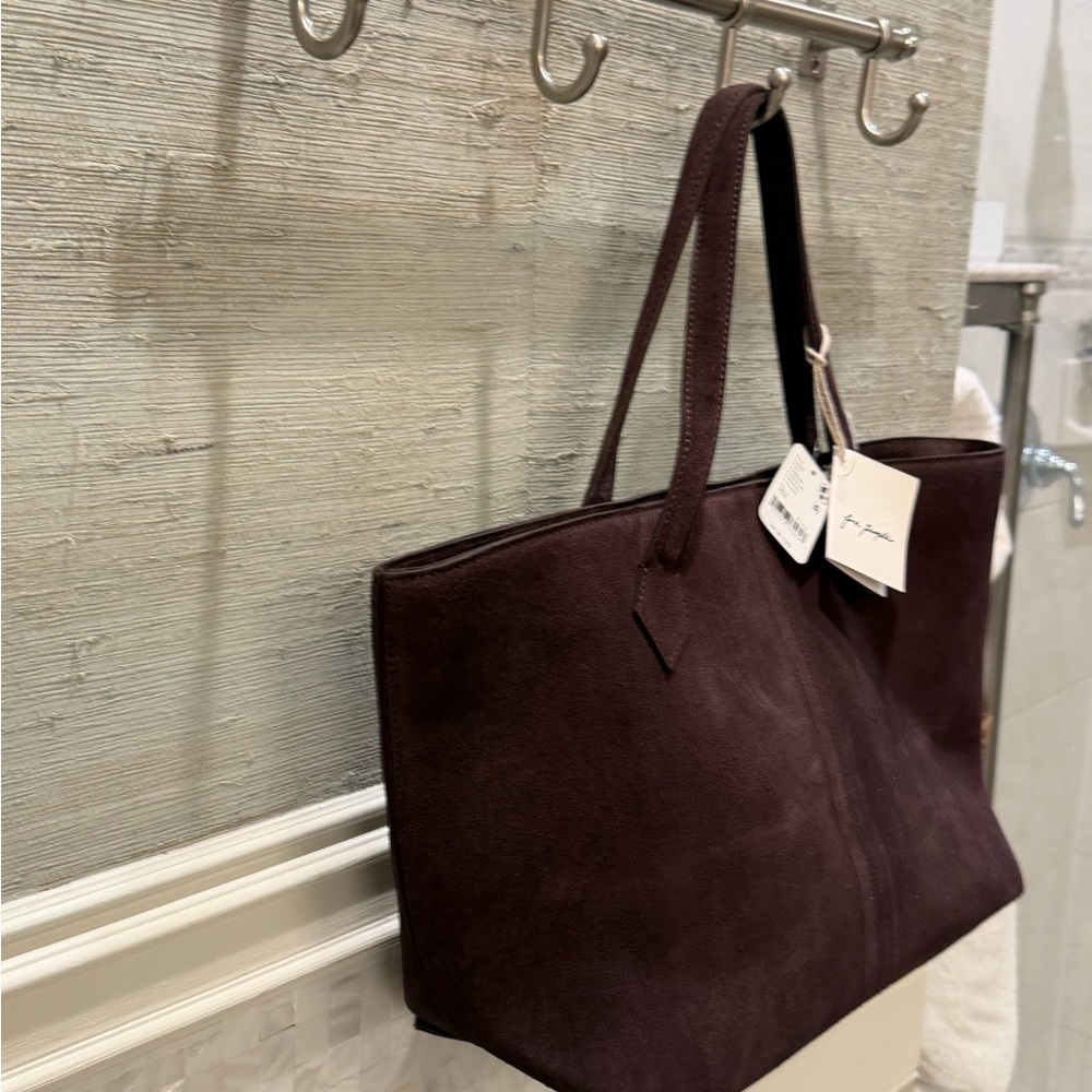 NWT new free people Avery east west suede tote bag chocolate brown - Picture 9 of 17